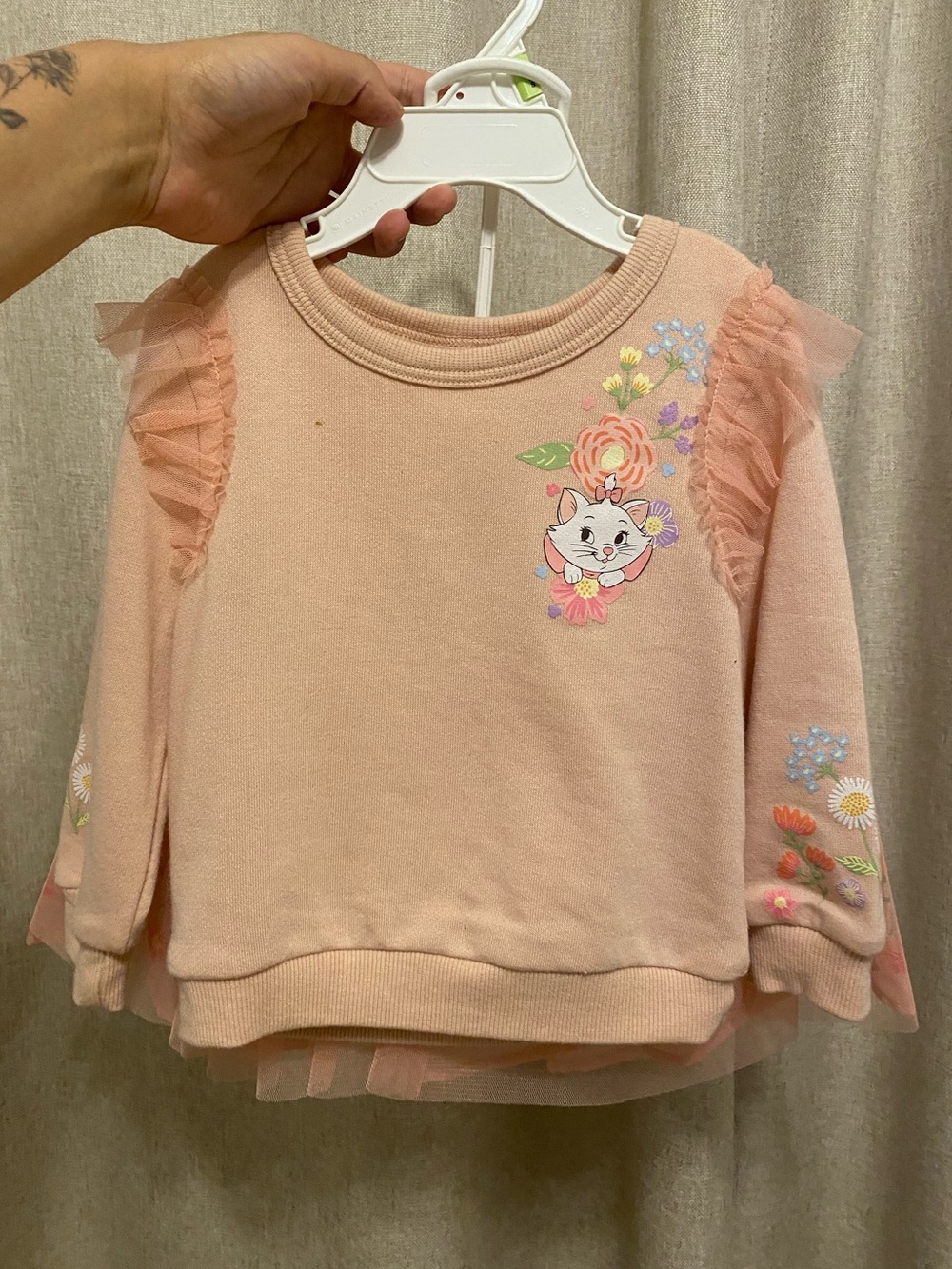 18 months Disney Girls Peach Pink Sweatshirt with Floral Skirt